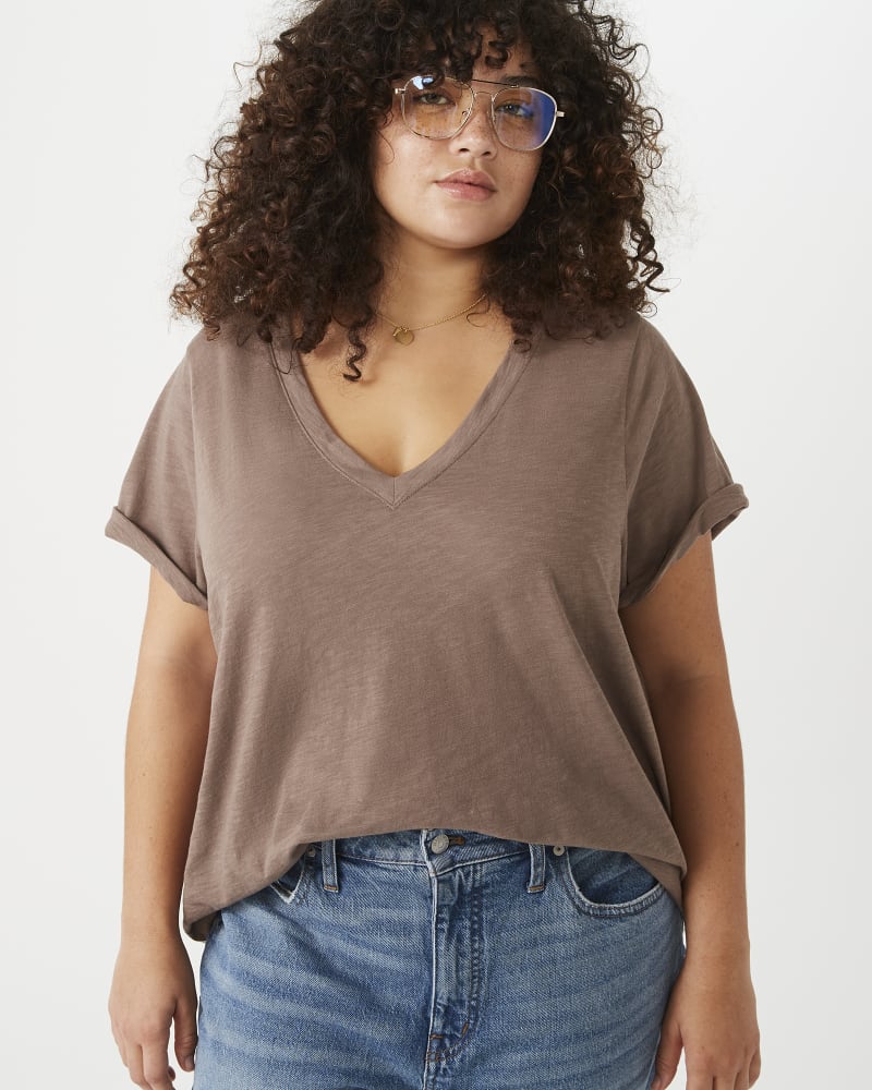 Front of plus size Whisper Cotton V-Neck Tee by Madewell | Dia&Co | dia_product_style_image_id:173728